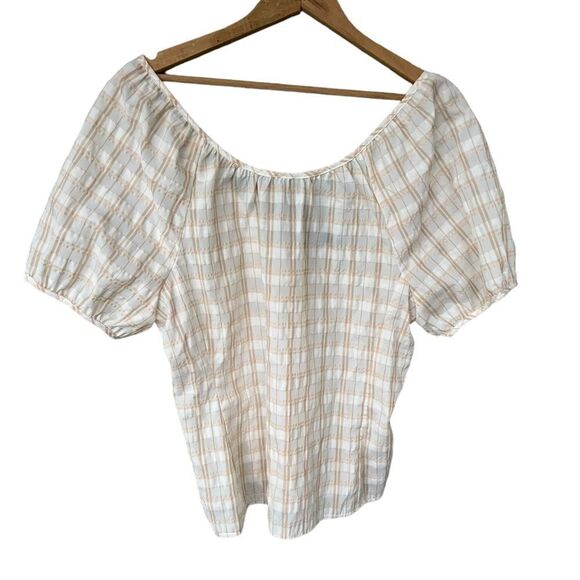 J.Crew V-back puff-sleeve top in textured plaid 10 - Picture 4 of 5